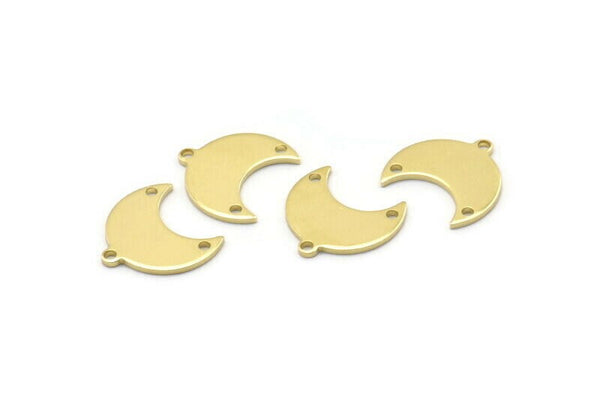 Brass Moon Charm, 24 Raw Brass Crescent Moon Charms With 1 Loop And 2 Holes (15x9x1mm) M01832