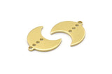 Brass Moon Charm, 24 Raw Brass Crescent Moon Charms With 1 Loop And 3 Holes (15x9x1mm) M01829