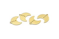 Brass Moon Charm, 24 Raw Brass Crescent Moon Charms With 1 Loop And 3 Holes (15x9x1mm) M01829