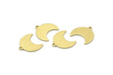 Brass Moon Charm, 24 Textured Raw Brass Crescent Moon Charms With 1 Loop (15x9x1mm) M01839