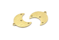 Brass Moon Charm, 24 Textured Raw Brass Crescent Moon Charms With 1 Loop And 3 Holes (15x9x1mm) M01842