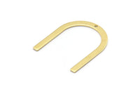 Brass U Shape Charm, 12 Raw Brass U Shaped Charms With 1 Hole (35x25x0.80mm) M02102