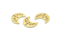 Brass Moon Charm, 24 Textured Raw Brass Crescent Moon Phases Charms With 2 Holes (15x8x1mm) M01865