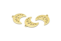 Brass Moon Charm, 24 Raw Brass Crescent Moon Phases Charms With 1 Loop And 1 Hole (15x9x1mm) M01993