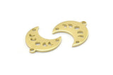 Brass Moon Charm, 24 Raw Brass Crescent Moon Phases Charms With 1 Loop And 2 Holes (15x9x1mm) M01995