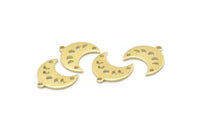 Brass Moon Charm, 24 Raw Brass Crescent Moon Phases Charms With 1 Loop And 2 Holes (15x9x1mm) M01995