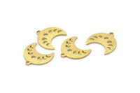 Brass Moon Charm, 24 Textured Raw Brass Crescent Moon Phases Charms With 1 Loop (15x9x1mm) M01848