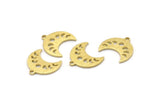 Brass Moon Charm, 24 Textured Raw Brass Crescent Moon Phases Charms With 1 Loop (15x9x1mm) M01848