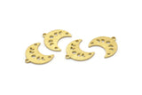 Brass Moon Charm, 24 Textured Raw Brass Crescent Moon Phases Charms With 1 Loop And 2 Holes (15x9x1mm) M01849