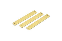 Brass Rectangle Bar, 12 Textured Raw Brass Stamping Blanks With 2 Holes, Necklace Bar (41x6x0.90mm) M01881
