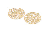 Gold Earring Charm, 3 Gold Plated Brass Ethnic Motif Earring With 1 Loop Charms, Findings (36mm) E439