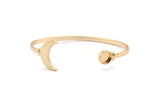 Gold Moon Cuff, Gold Plated Brass Moon And Planet Cuff Stone Setting With 1 Pad -  Pad Size 8mm N0981