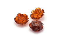 4 PCS Syenthetic Amber 20 mm Red Rose Flower Cabochons Y305  Y035