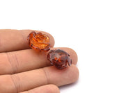 4 PCS Syenthetic Amber 20 mm Red Rose Flower Cabochons Y305  Y035