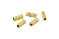 Brass Tube Beads - 50 Raw Brass Square Tubes  (3x10mm) Bs 1619