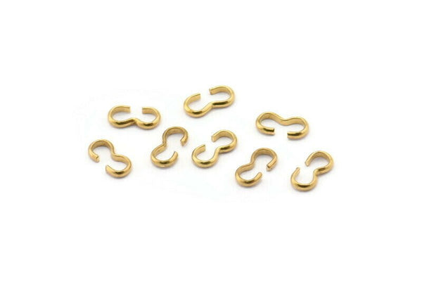 3 Shaped Connector, 250 Raw Brass 3 Shaped Chain Connectors, Findings (6x3x1x0.5mm) E150