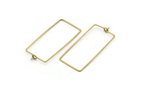 Brass Rectangle Earring, 24 Raw Brass Wire Rectangle Earring Charms, Pendants, Findings (37x17x0.7mm) E348