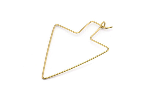 Arrow Wire Earring, 50 Raw Brass Wire Arrow Sign Earring Charms, Pendants, Findings (46x34x0.7mm) E355