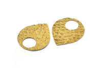 Brass Drop Pendant, 2 Raw Brass Fish Scale Textured Pendants, Charms, Earrings, Findings (32.5x27mm) E399