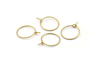 15mm Earring Hoops, 50 Raw Brass Earring Wires  (15x0.70mm) E353