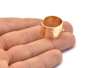 Hammered Ring Setting - Gold Plated Brass Hammered Adjustable Smooth Ring Setting for Soldering With 1 Loop (20-23mm) E583