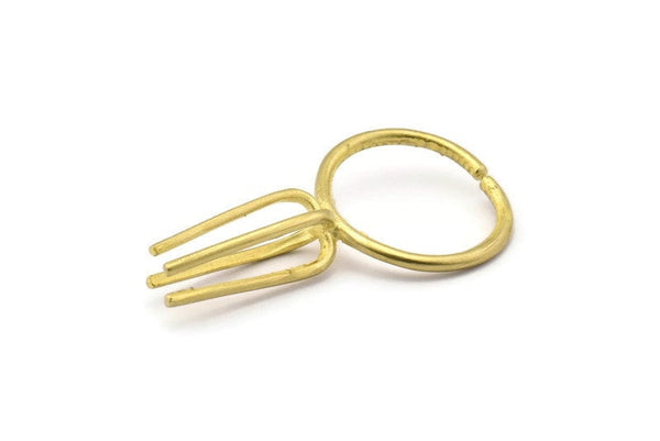 Claw Ring Settings, 2 Raw Brass Ring Blanks With 4 Claw For Natural Stones E634