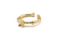 Gold Ring Settings, 2 Gold Plated Brass Adjustable 4 Claw Ring - Ring Stone Setting - Pad Size 4x6mm N1554