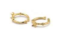 Gold Ring Settings, 2 Gold Plated Brass Adjustable 4 Claw Ring - Ring Stone Setting - Pad Size 4x6mm N1554