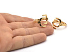 Gold Ring Setting,  Gold Plated Brass Adjustable Rings With 1 Stone Settings - Pad Size 3mm N1499