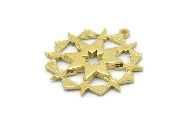 Brass Charm, 2 Raw Brass, Brass Pendants, Charm Pendants, Brass Badge Charms With 1 Loop (28x26x2mm) N1570