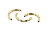 Gold Noodle Tubes - 5 Gold Plated Brass Semi Circle Curved Tube Beads (3x35mm) D0263 q0031