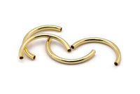 Gold Noodle Tubes - 5 Gold Plated Brass Semi Circle Curved Tube Beads (3x35mm) D0263 q0031