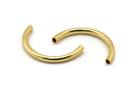 Gold Noodle Tubes - 2 Gold Plated Brass Semi Circle Curved Tube Beads (4x45mm) D0264 Q0030