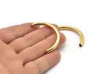 Gold Noodle Tubes - 2 Gold Plated Brass Semi Circle Curved Tube Beads (4x45mm) D0264 Q0030