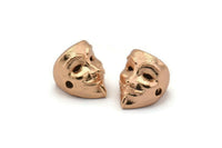 Rose Gold Vendetta Mask , 4 Rose Gold Plated Brass Vendetta Bracelet Parts (14.5x13x11mm) N0425 Q0107