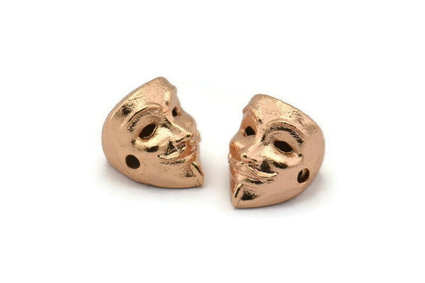 Rose Gold Vendetta Mask , 4 Rose Gold Plated Brass Vendetta Bracelet Parts (14.5x13x11mm) N0425 Q0107