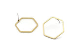 Brass Hexagon Earring, 10 Raw Brass Hexagon Stud Earrings (22x1mm) Bs 1226 A2297