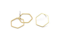 Brass Hexagon Earring, 10 Raw Brass Hexagon Stud Earrings (22x1mm) Bs 1226 A2297