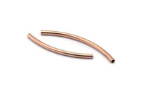 Curved Tube Beads, 12 Rose Gold Plated Brass Curved Tubes (2x40mm) Bs 1405 Q0375