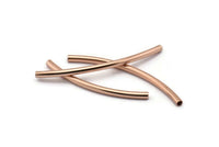 Curved Tube Beads, 12 Rose Gold Plated Brass Curved Tubes (2x40mm) Bs 1405 Q0375