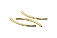 Curved Tube Beads, 12 Gold Plated Brass Curved Tubes (2x40mm) Bs 1405 Q0375