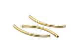 Curved Tube Beads, 12 Gold Plated Brass Curved Tubes (2x40mm) Bs 1405 Q0375