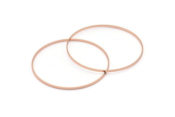 60mm Circle Connectors - 2 Rose Gold Plated Brass Circle Connectors (60x0.75x1.8mm) BS 1074 Q0624