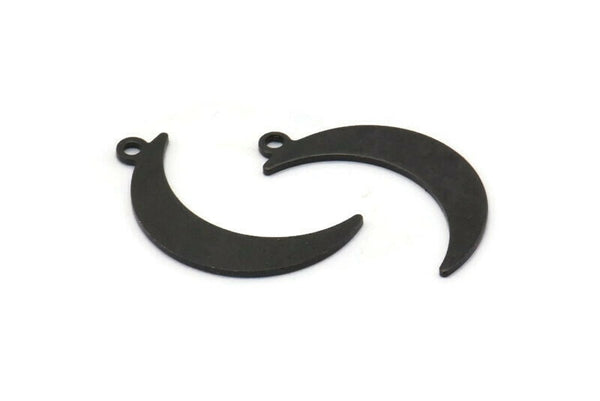 Black Moon Charm, 12 Oxidized Black Brass Crescent Moon Charms With 1 Loop (25x5x0.80mm) M01189