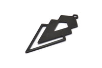 Black Triangle Charm, 4 Oxidized Black Brass Diamond Charms With 1 Loop (49x22x1mm) M01147 H1257