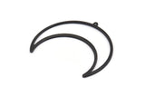 Black Moon Charm, 4 Oxidized Black Brass Crescent Moon Charms With 1 Loop (50x17x0.80mm) M844 S1186