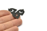 Black Moon Charm, 12 Oxidized Black Brass D Shape Charms With 1 Loop (18x17x0.50mm) M1069