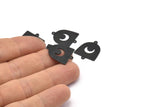 Black Moon Charm, 12 Oxidized Black Brass D Shape Charms With 2 Loops (21x17x0.50mm) M1060