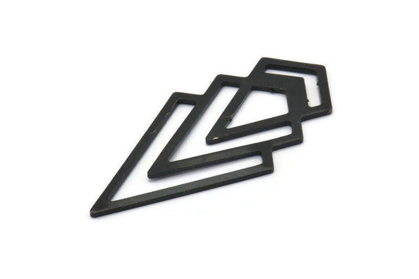 Black Triangle Blank, 4 Oxidized Black Brass Diamond Blanks (46x22x1mm) M01216