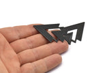 Black Triangle Charm, 2 Oxidized Black Brass Tree Charms With 1 Hole (47x33x1mm) M01220